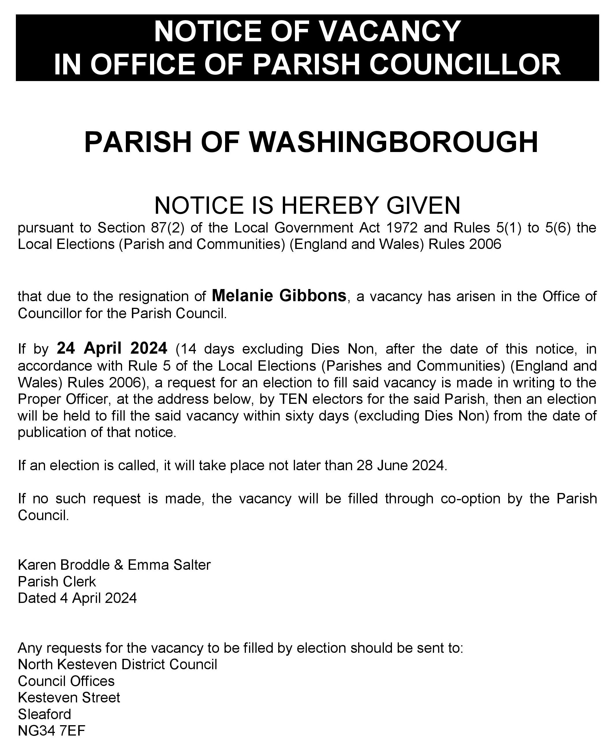 Notice of vacancy m gibbons apr24