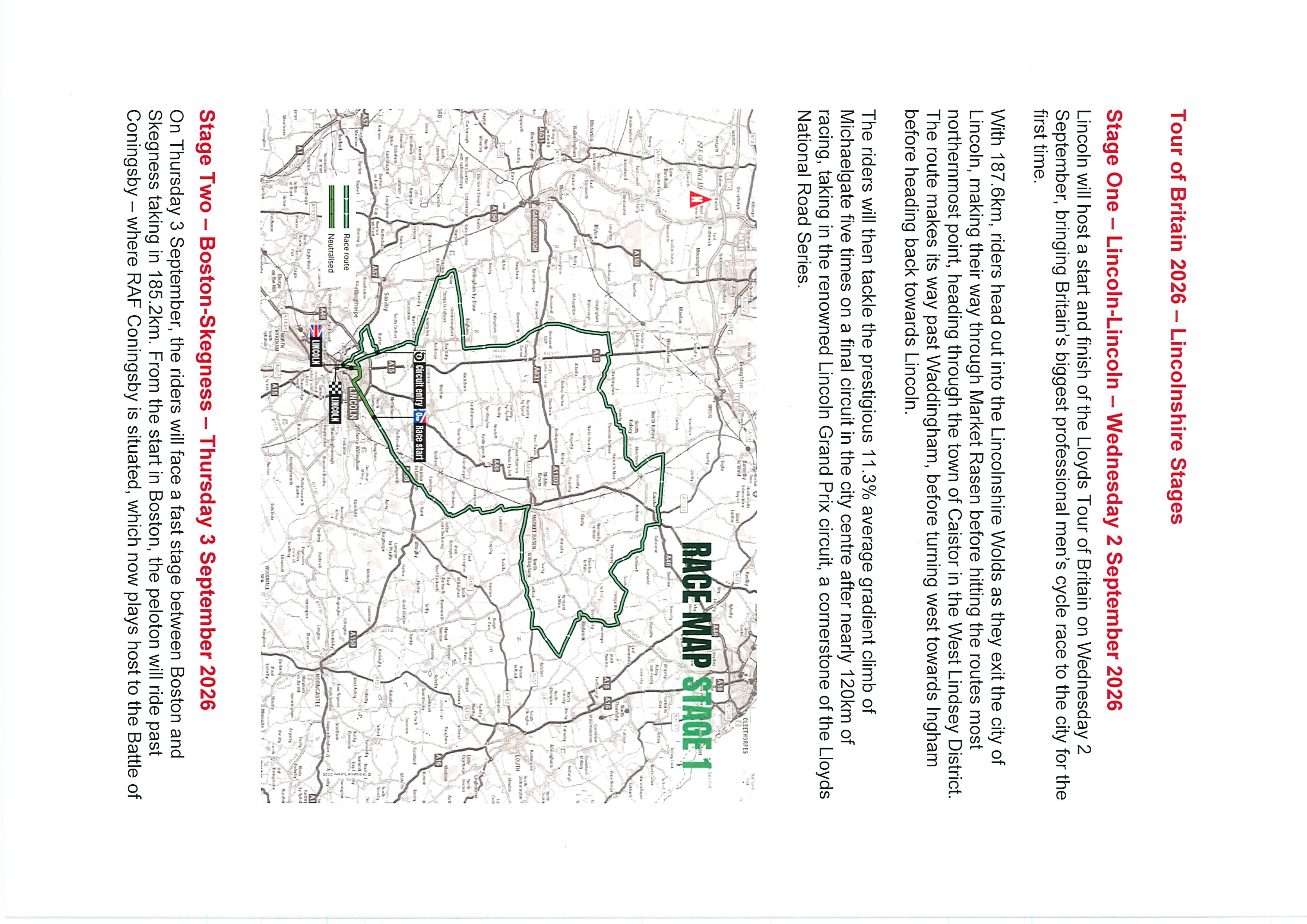Tour of britain race map stage 1